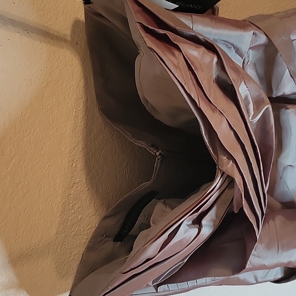 NWT Alfred Sung Iridescent Lt Grey Strapless Cocktail Dress Sz 10 Pockets, Belt - Picture 7 of 14